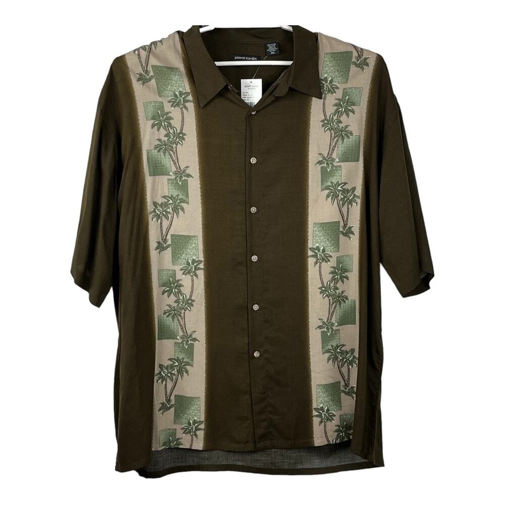 NWT Pierre Cardin Short Sleeve Sport Shirt Men's Size Palm Trees Size XXL